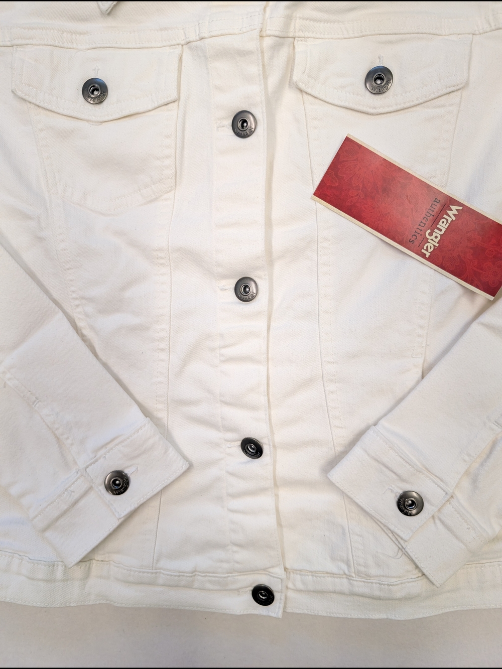 Wrangler Women's White Denim Jacket with Button-Front - Picture 2 of 4